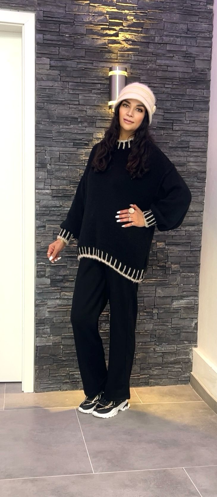 Lang Pulli Stehkragen
